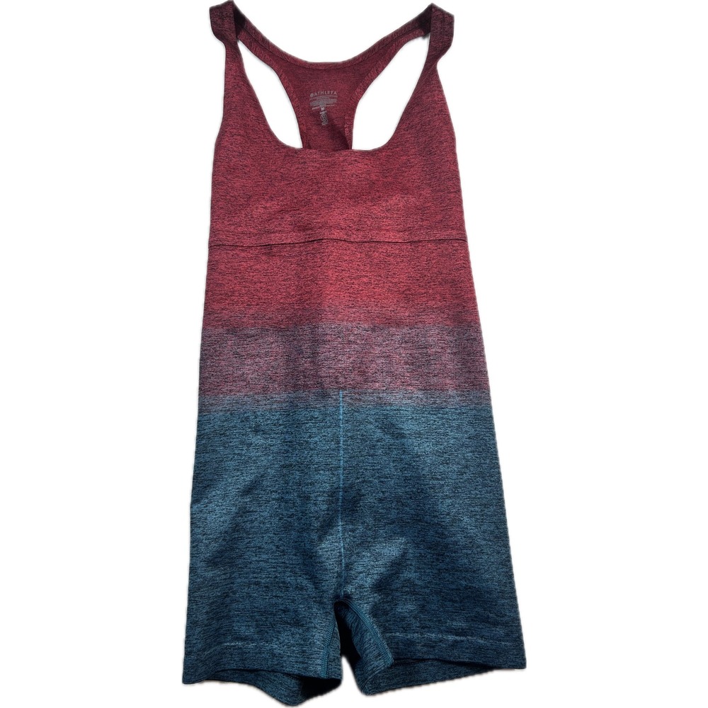 Athleta Womens Ombre Space Dye Racerback Romper Red Blue Medium Activewear